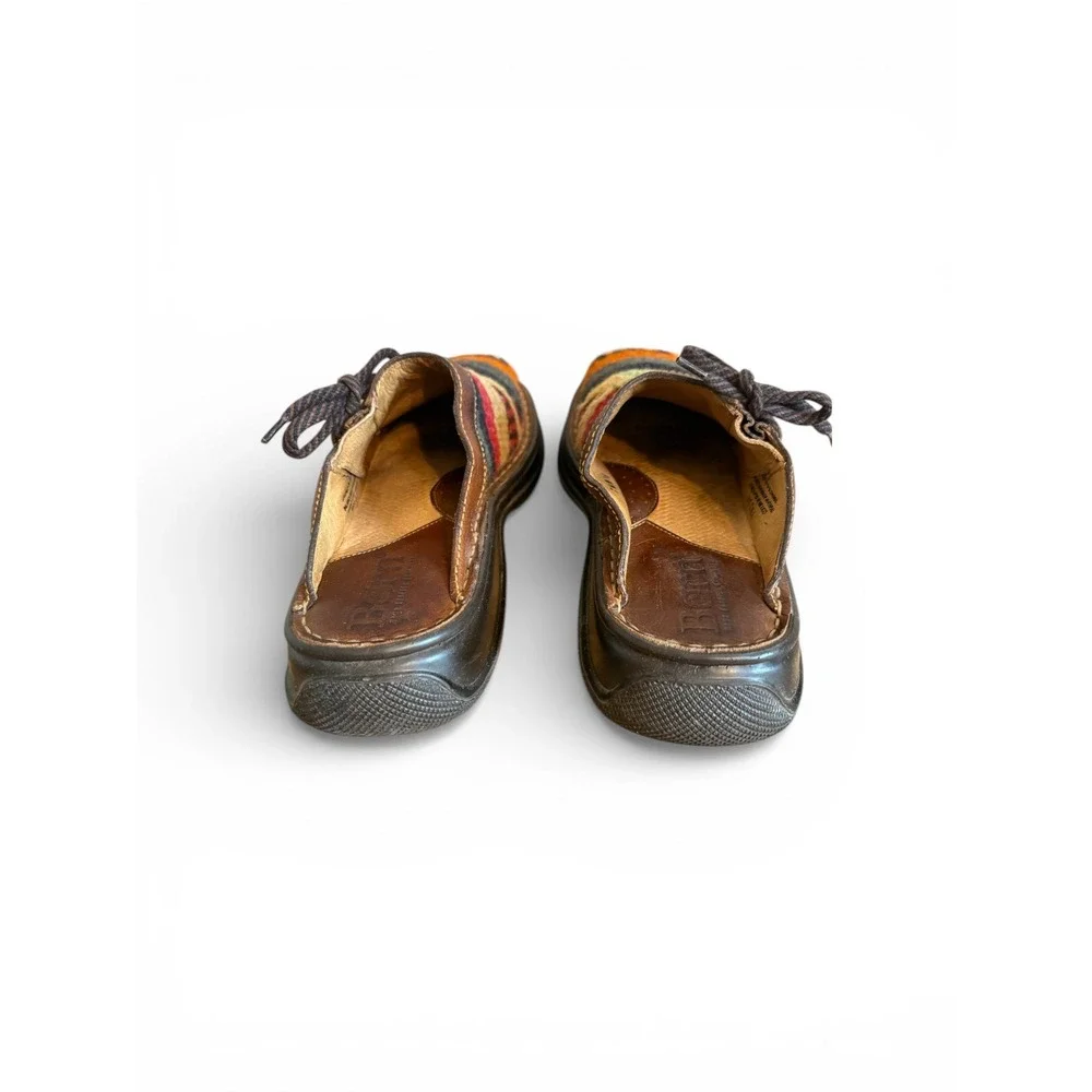 Born Womens Mules Clogs Woven Geometric Wool Leather‎  Slip On Shoes Size 7 - Picture 7 of 8